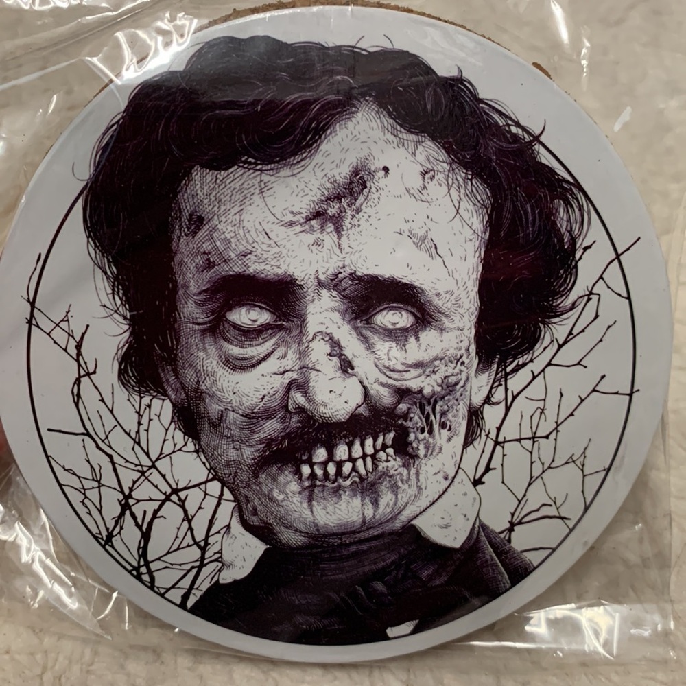 2 Zombie Edgar Allan Poe Coasters